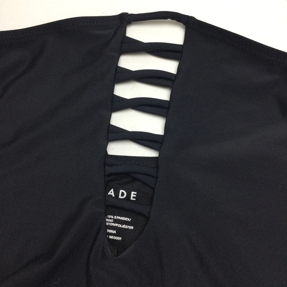 NWOT Betty Jade Caged Strappy Short Sleeve Cheeky Black Swimsuit Size Medium - Picture 6 of 10